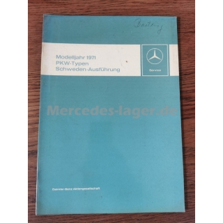 Einfhrungsschrift fr den Kundendienst Modelljahr 1971 PKW-Typen Schweden-Ausfhrung